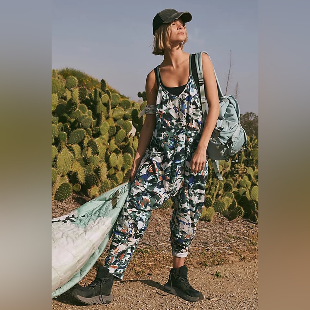 Free People Movement Hot Shot Onesie Printed Evergreen Combo RARE